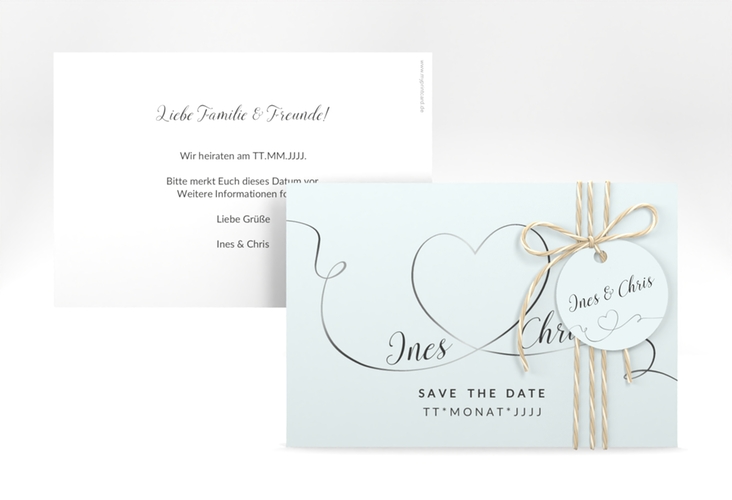Save the Date-Karte Hochzeit Dolce A6 Karte quer tuerkis hochglanz