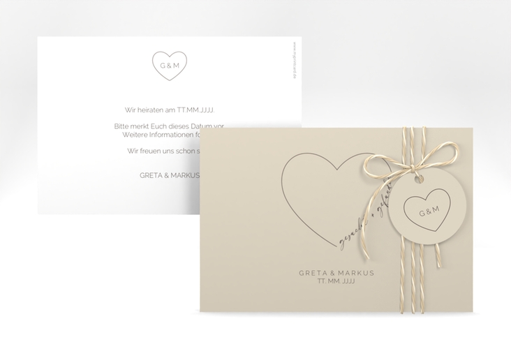 Save the Date-Karte Lebenstraum A6 Karte quer beige hochglanz