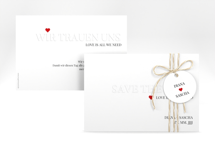Save the Date-Karte Embossing A6 Karte quer rot hochglanz