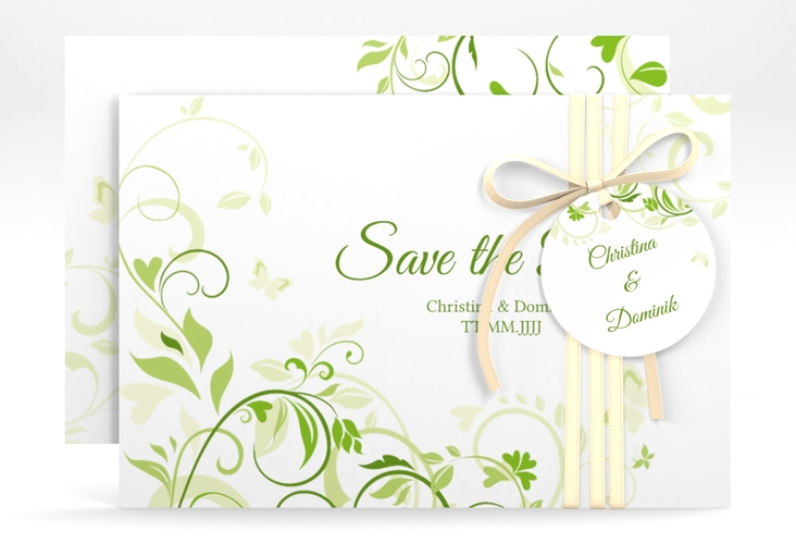 Save the Date-Karte Lilly A6 Karte quer gruen hochglanz