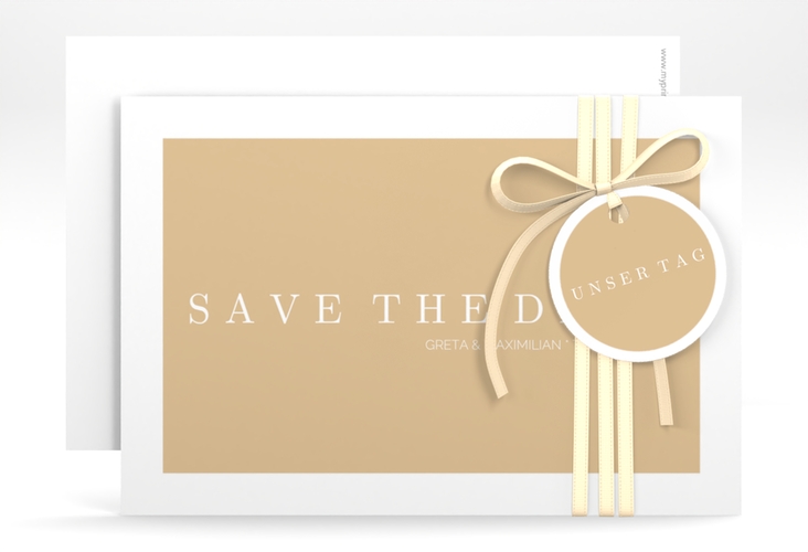 Save the Date-Karte Simply A6 Karte quer beige hochglanz