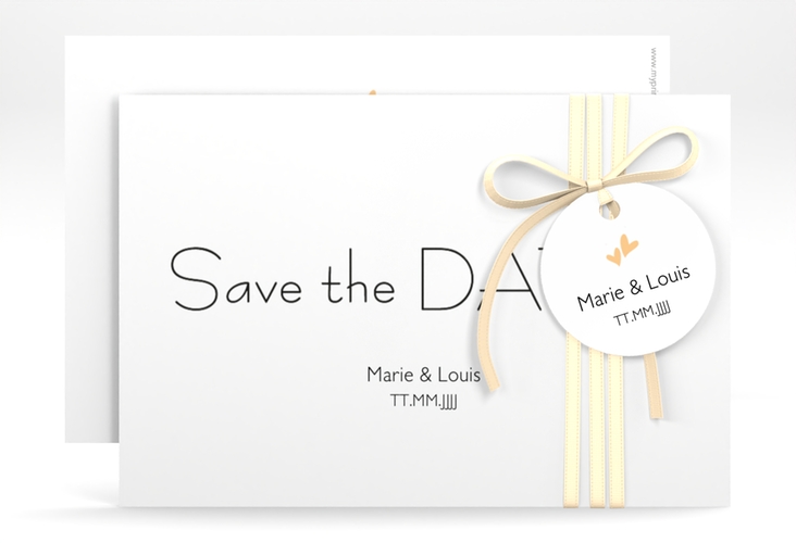 Save the Date-Karte Hochzeit Twohearts A6 Karte quer beige hochglanz