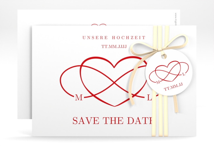 Save the Date-Karte Infinity A6 Karte quer rot hochglanz