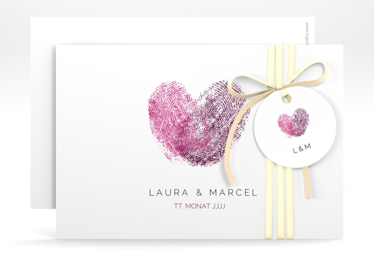 Save the Date-Karte Fingerprint A6 Karte quer schlicht mit Fingerabdruck-Motiv