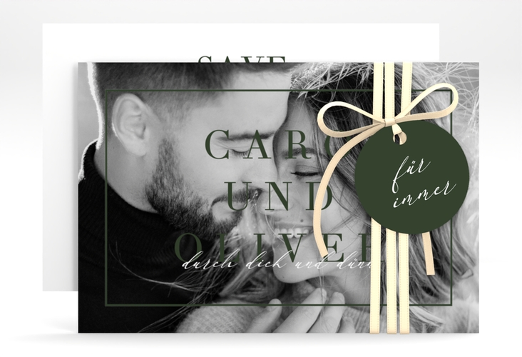 Save the Date-Karte Moment A6 Karte quer gruen hochglanz