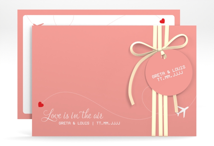 Save the Date-Karte Weddingpass A6 Karte quer rosa