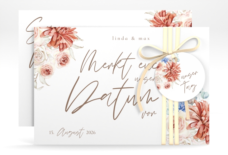 Save the Date-Karte Flowercloud A6 Karte quer bunt hochglanz