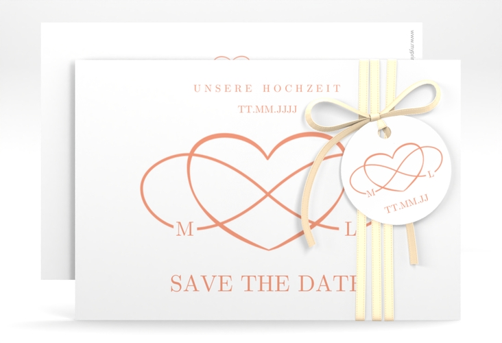 Save the Date-Karte Infinity A6 Karte quer apricot hochglanz