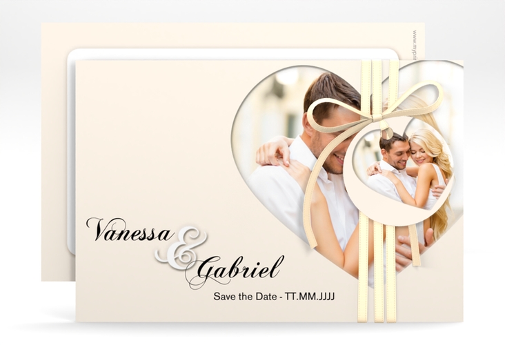 Save the Date-Karte Sweetheart A6 Karte quer beige hochglanz