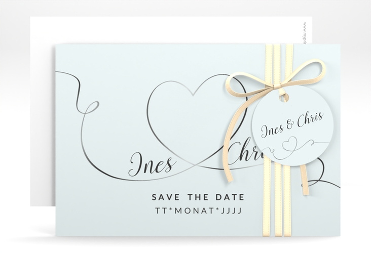 Save the Date-Karte Hochzeit Dolce A6 Karte quer tuerkis hochglanz