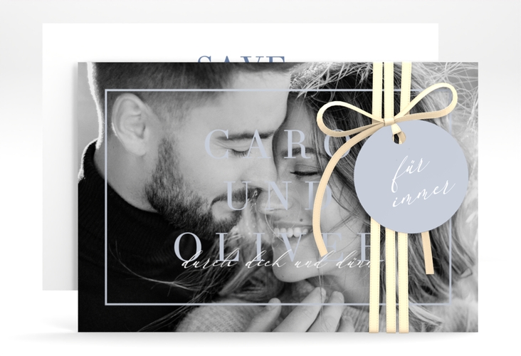 Save the Date-Karte Moment A6 Karte quer blau hochglanz