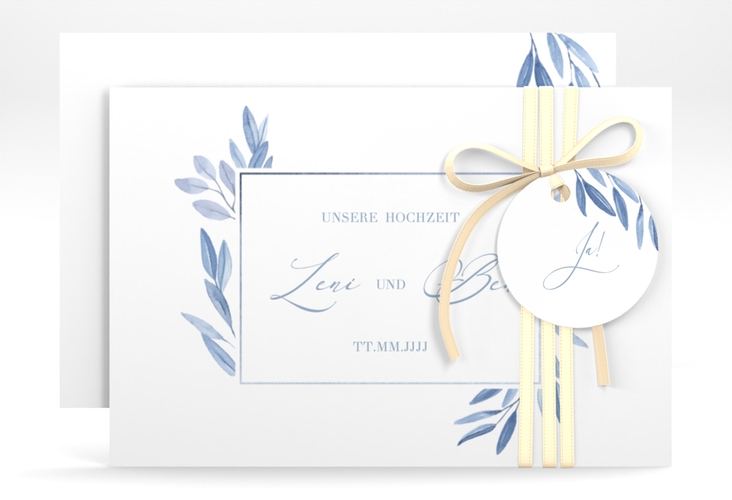 Save the Date-Karte Classicblue A6 Karte quer weiss hochglanz