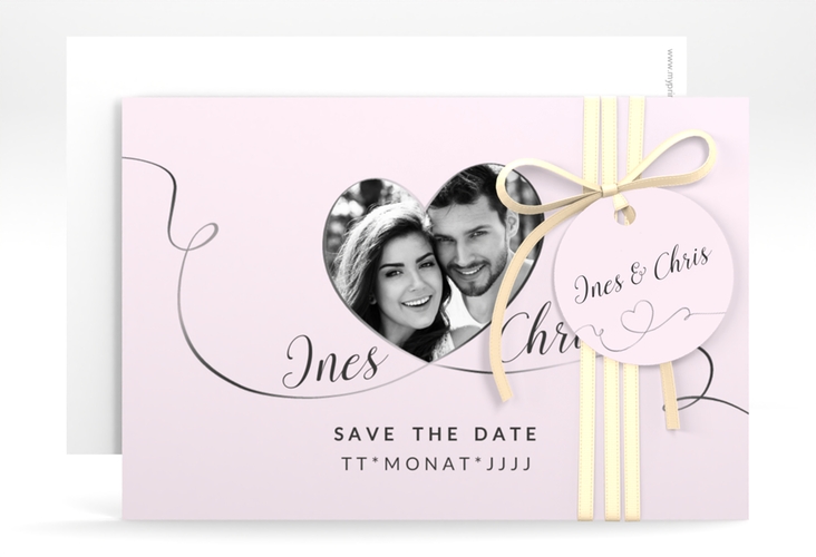 Save the Date-Karte Hochzeit Dolce A6 Karte quer rosa hochglanz