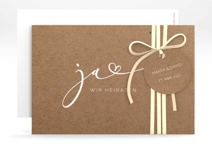 Save the Date-Karte Jawort A6 Karte quer hochglanz modern minimalistisch mit veredelter Aufschrift