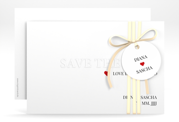 Save the Date-Karte Embossing A6 Karte quer rot hochglanz
