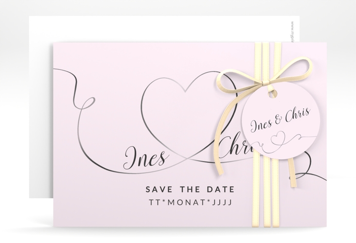 Save the Date-Karte Hochzeit Dolce A6 Karte quer rosa hochglanz