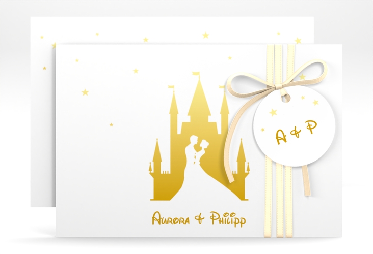 Save the Date-Karte Castle A6 Karte quer gold