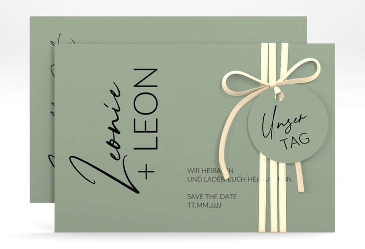 Save the Date-Karte Your Name A6 Karte quer gruen
