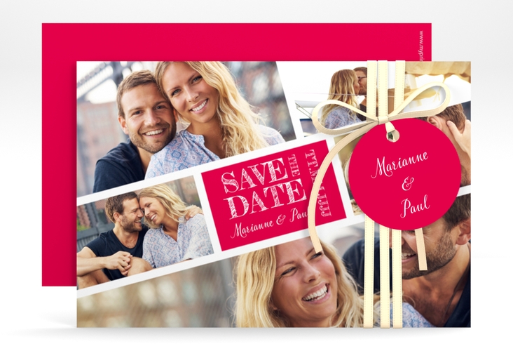 Save the Date-Karte Rise A6 Karte quer pink