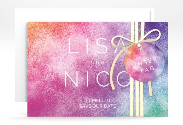 Save the Date-Karte Colorful A6 Karte quer bunt hochglanz