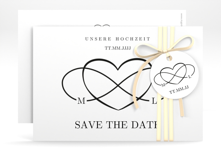 Save the Date-Karte Infinity A6 Karte quer schwarz hochglanz