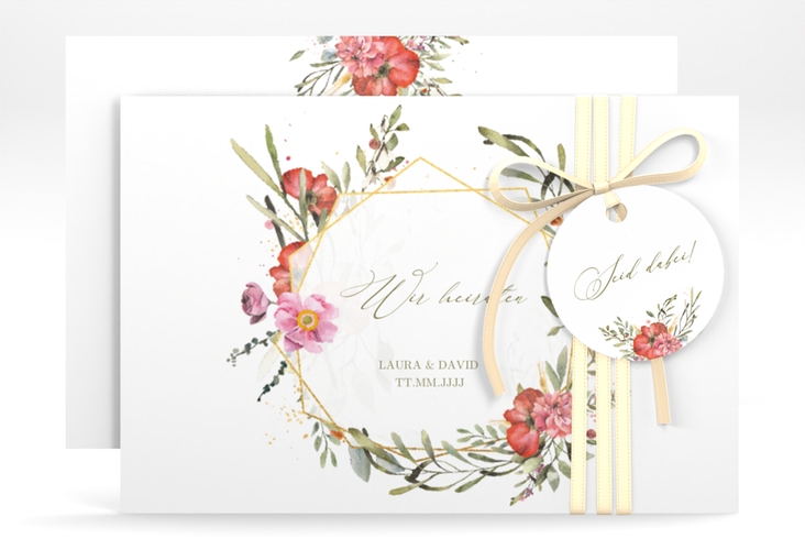 Save the Date-Karte Sommergarten A6 Karte quer weiss