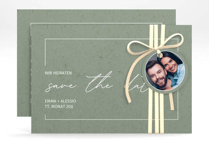 Save the Date-Karte Simple Line A6 Karte quer gruen