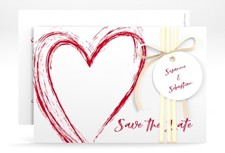 Save the Date-Karte Liebe A6 Karte quer rot