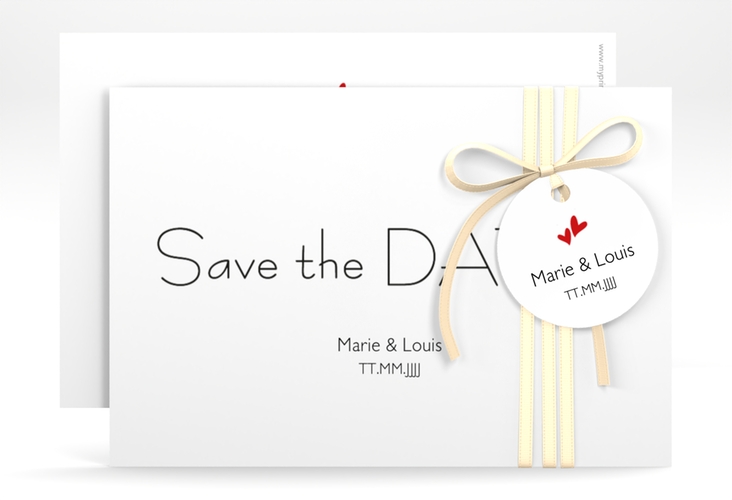 Save the Date-Karte Hochzeit Twohearts A6 Karte quer rot