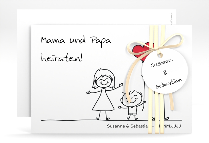 Save the Date-Karte Family A6 Karte quer weiss hochglanz