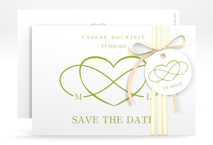 Save the Date-Karte Infinity A6 Karte quer gruen hochglanz