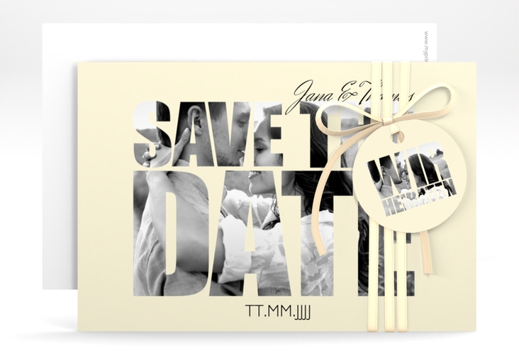 Save the Date-Karte Hochzeit Letters A6 Karte quer beige hochglanz
