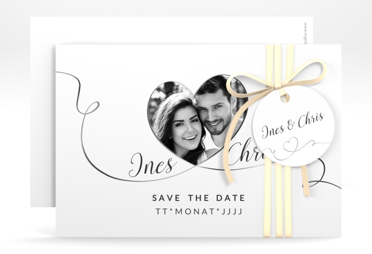 Save the Date-Karte Hochzeit Dolce A6 Karte quer weiss hochglanz