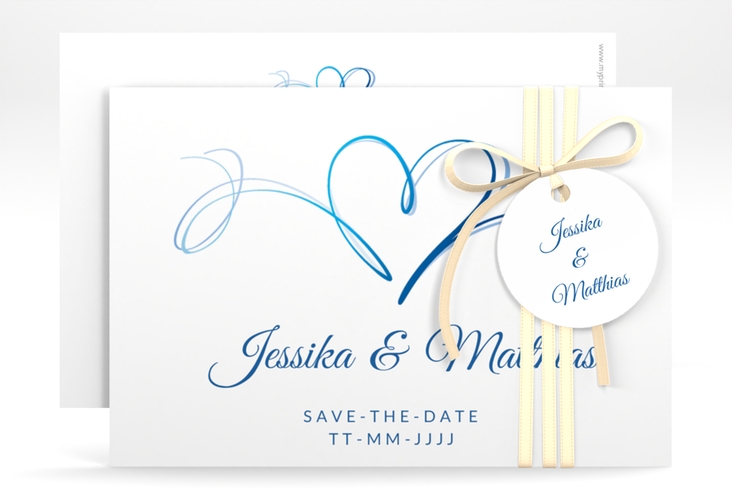 Save the Date-Karte Envie A6 Karte quer blau