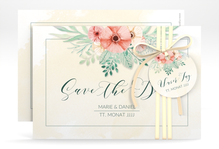 Save the Date-Karte Hochzeit Surfinia A6 Karte quer apricot