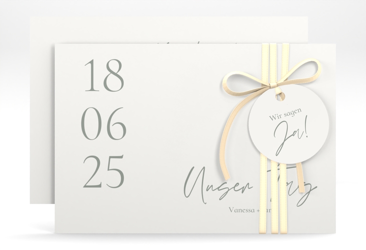 Save the Date-Karte Day A6 Karte quer weiss mit Datum im minimalistischen Design
