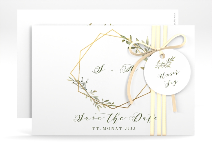 Save the Date-Karte Acacia A6 Karte quer weiss hochglanz