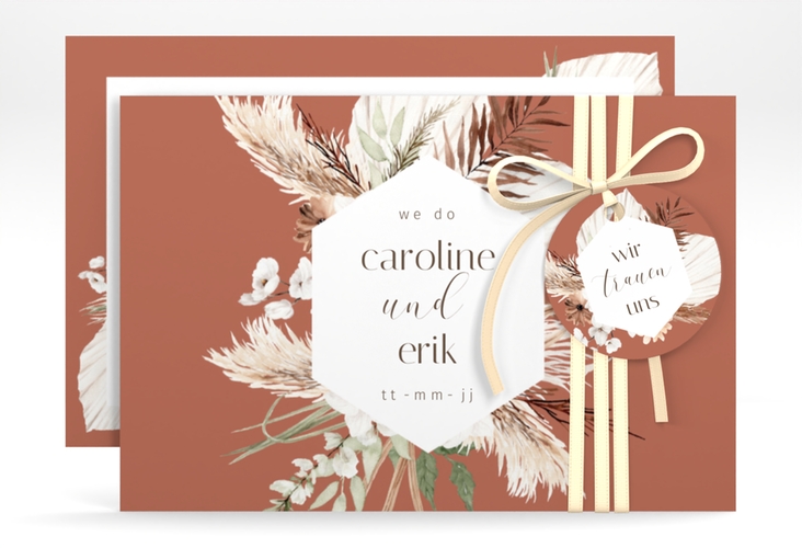 Save the Date-Karte Bohemian A6 Karte quer orange hochglanz