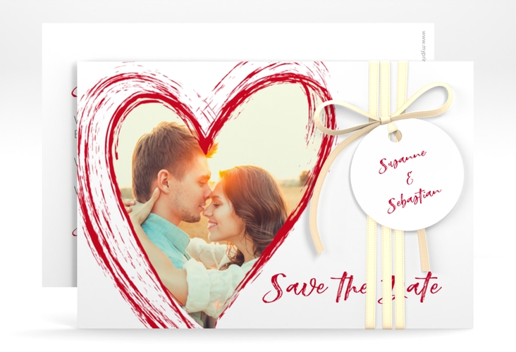 Save the Date-Karte Liebe A6 Karte quer rot