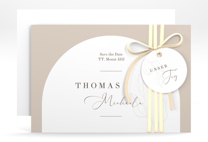 Save the Date-Karte Arched A6 Karte quer beige