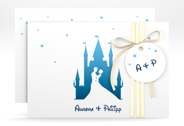 Save the Date-Karte Castle A6 Karte quer blau