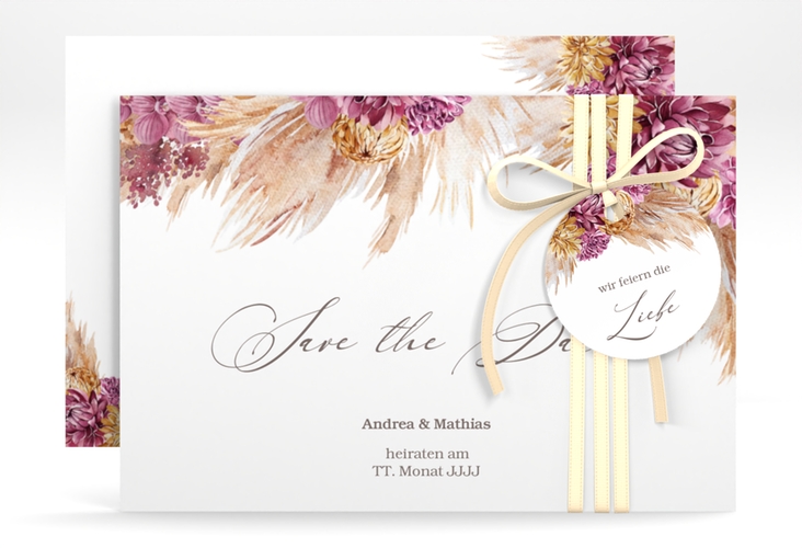 Save the Date-Karte Pampas A6 Karte quer hochglanz