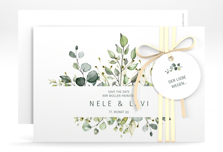 Save the Date-Karte Enchanting A6 Karte quer weiss hochglanz
