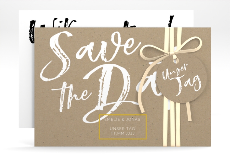 Save the Date-Karte Words A6 Karte quer Kraftpapier hochglanz