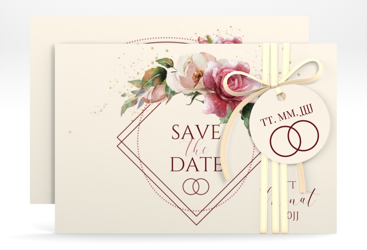 Save the Date-Karte Rosenbogen A6 Karte quer beige