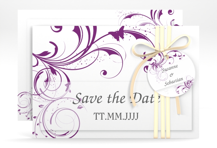 Save the Date-Karte Hochzeit Palma A6 Karte quer lila