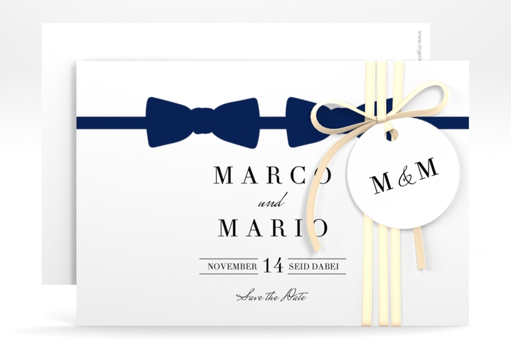 Save the Date-Karte Suits A6 Karte quer blau hochglanz