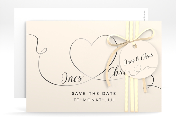 Save the Date-Karte Hochzeit Dolce A6 Karte quer beige hochglanz