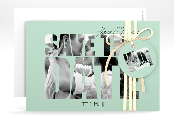 Save the Date-Karte Hochzeit Letters A6 Karte quer mint hochglanz