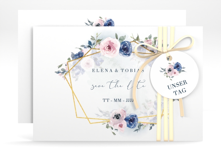 Save the Date-Karte Dustyblue A6 Karte quer